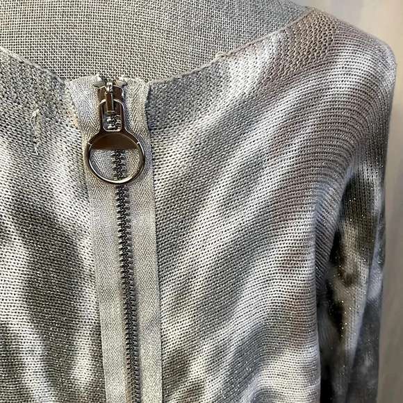 ELISSIA ITALY  Tie Dye Lightweight Sweater Oversized Zipper Detail - Picture 3 of 7